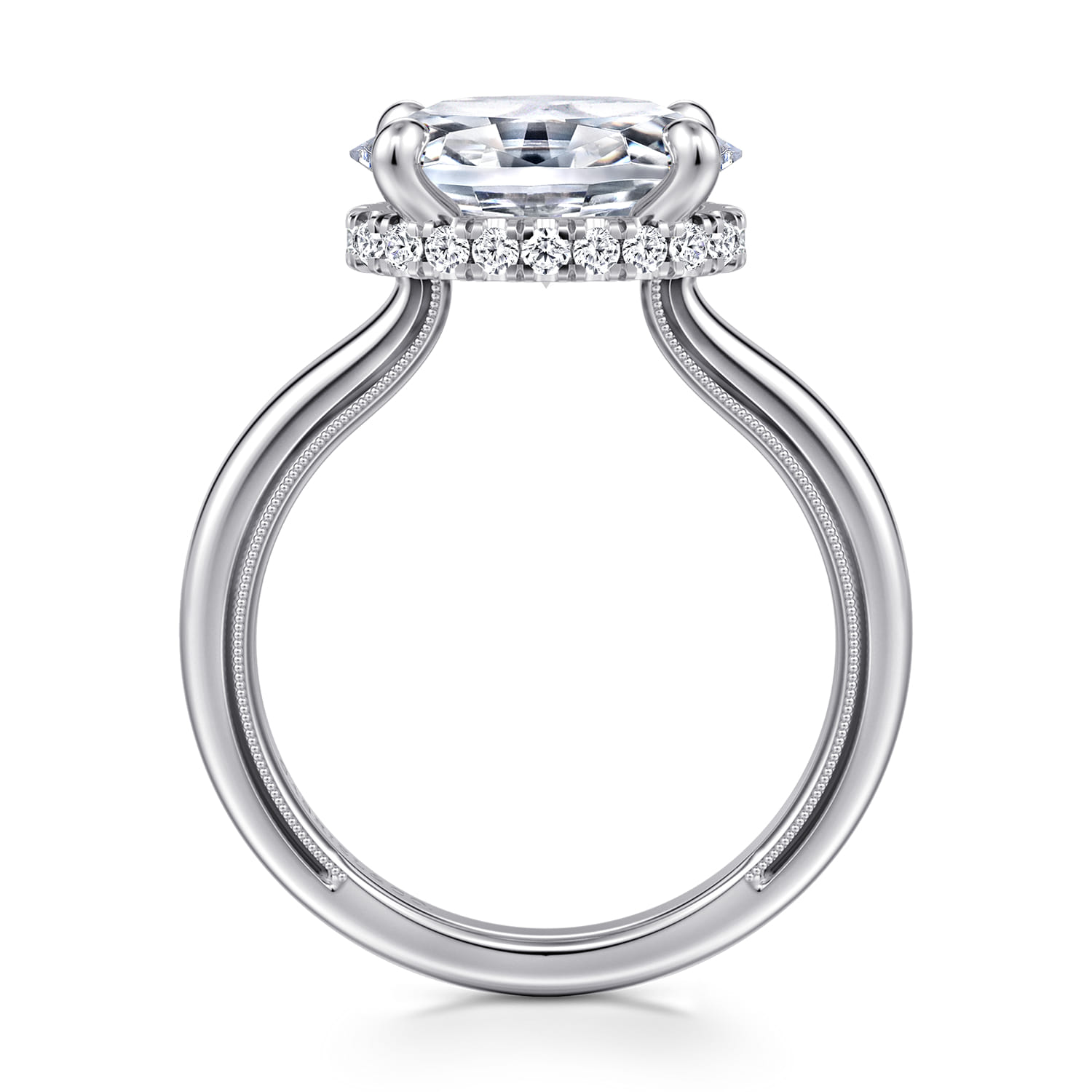 Sandi - 14K White Gold East West Oval Diamond Engagement Ring - 0.15 ct - Shot 2