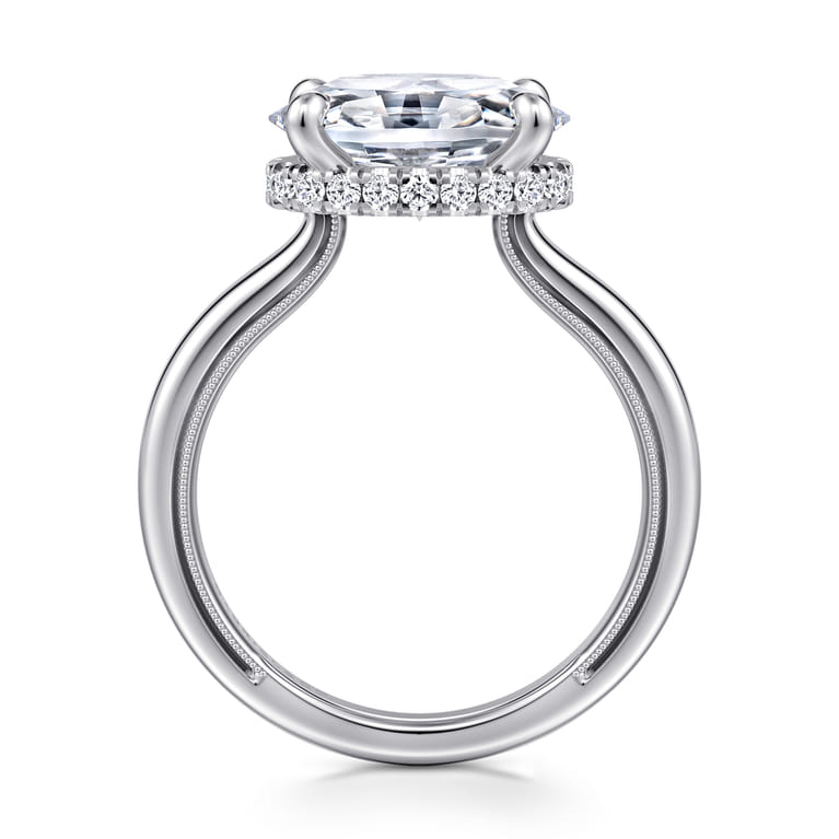 Sandi - 14K White Gold East West Oval Diamond Engagement Ring - 0.15 ct - Shot 2