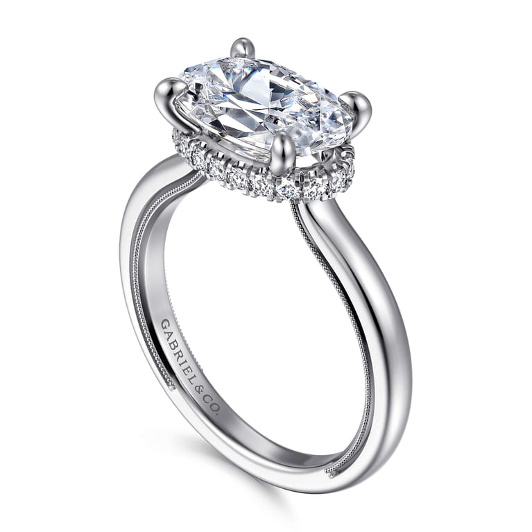 Sandi - 14K White Gold East West Oval Diamond Engagement Ring - 0.15 ct - Shot 3