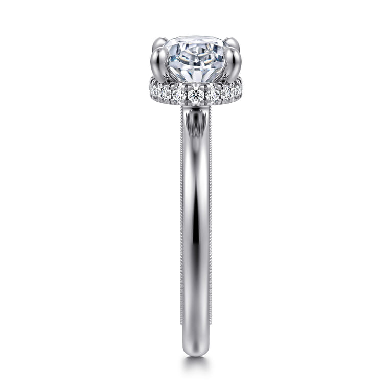 Sandi - 14K White Gold East West Oval Diamond Engagement Ring - 0.15 ct - Shot 4
