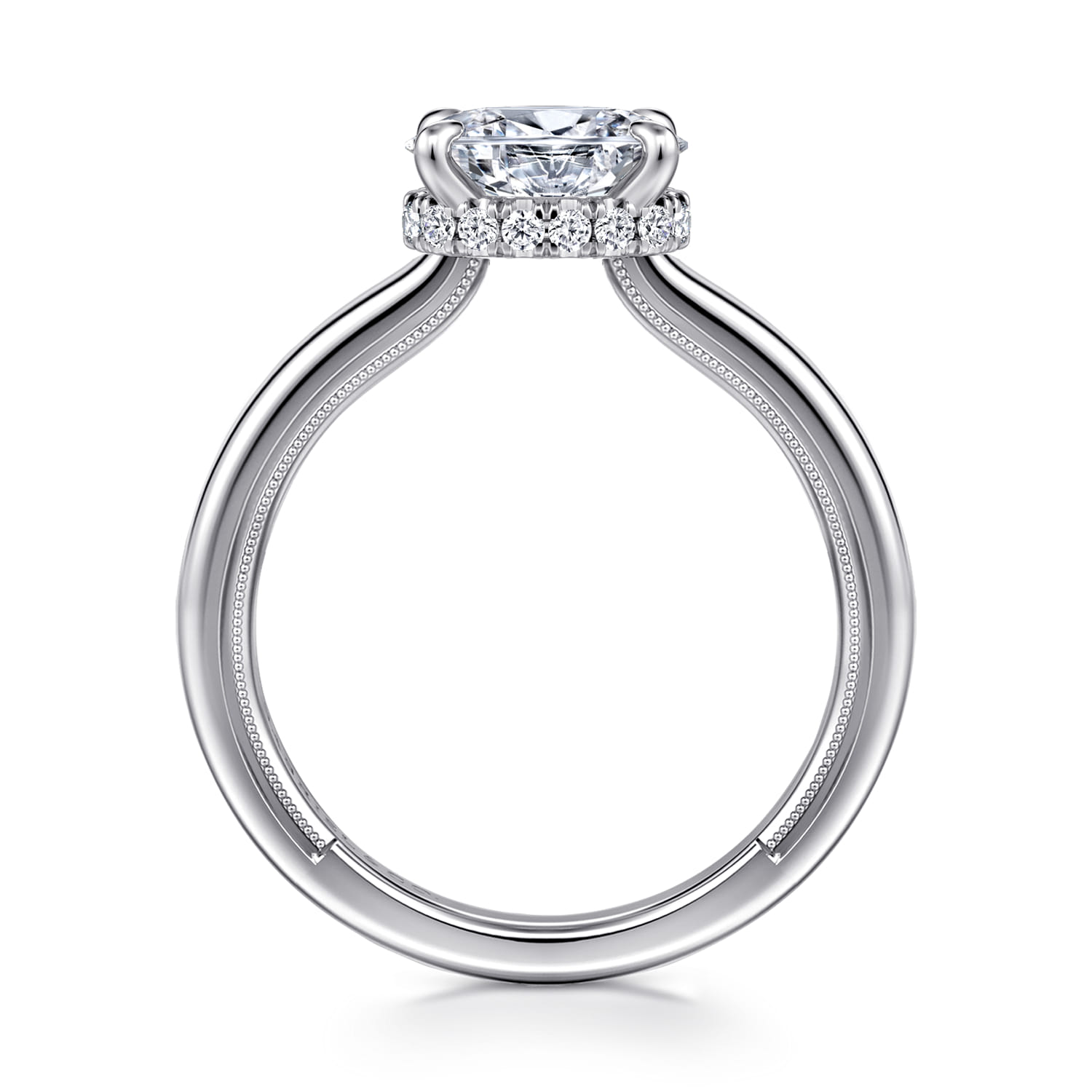 Sandi - 14K White Gold East West Oval Diamond Engagement Ring - 0.1 ct - Shot 2