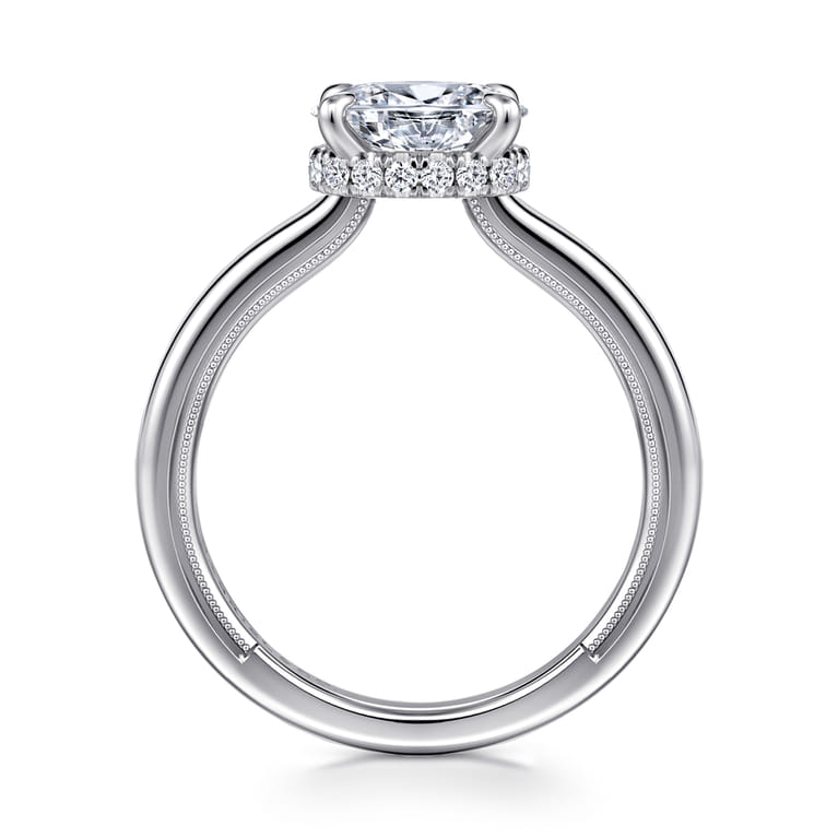 Sandi - 14K White Gold East West Oval Diamond Engagement Ring - 0.1 ct - Shot 2