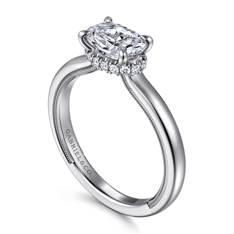 Sandi - 14K White Gold East West Oval Diamond Engagement Ring - 0.1 ct - Shot 3