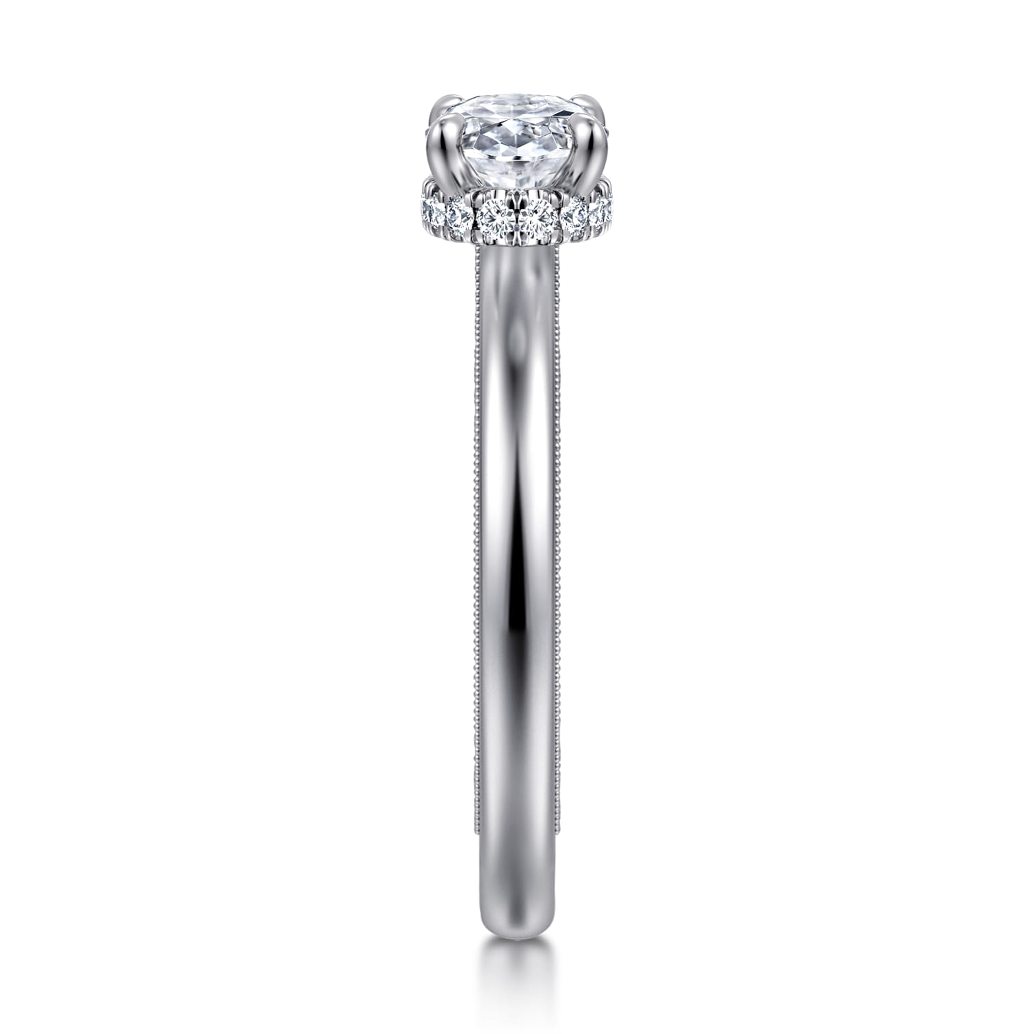 Sandi - 14K White Gold East West Oval Diamond Engagement Ring - 0.1 ct - Shot 4