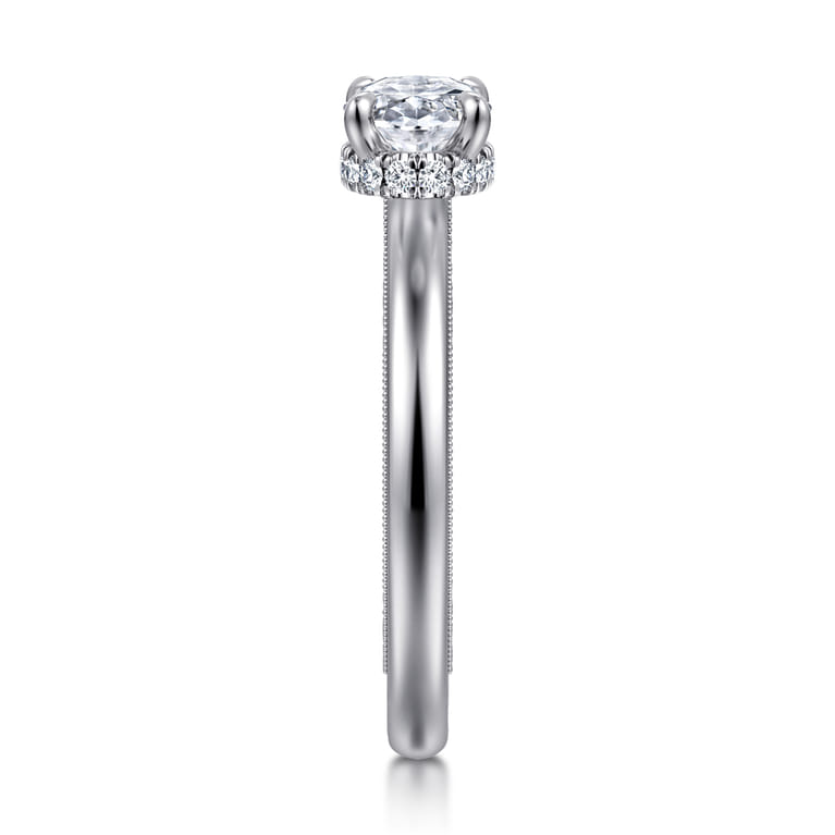 Sandi - 14K White Gold East West Oval Diamond Engagement Ring - 0.1 ct - Shot 4