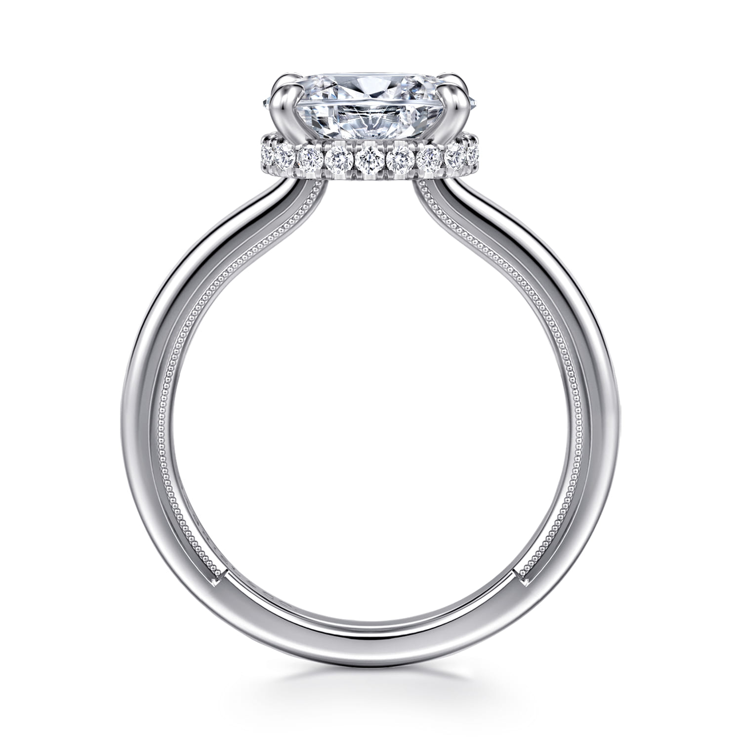 Sandi - 14K White Gold East West Oval Diamond Engagement Ring - 0.11 ct - Shot 2