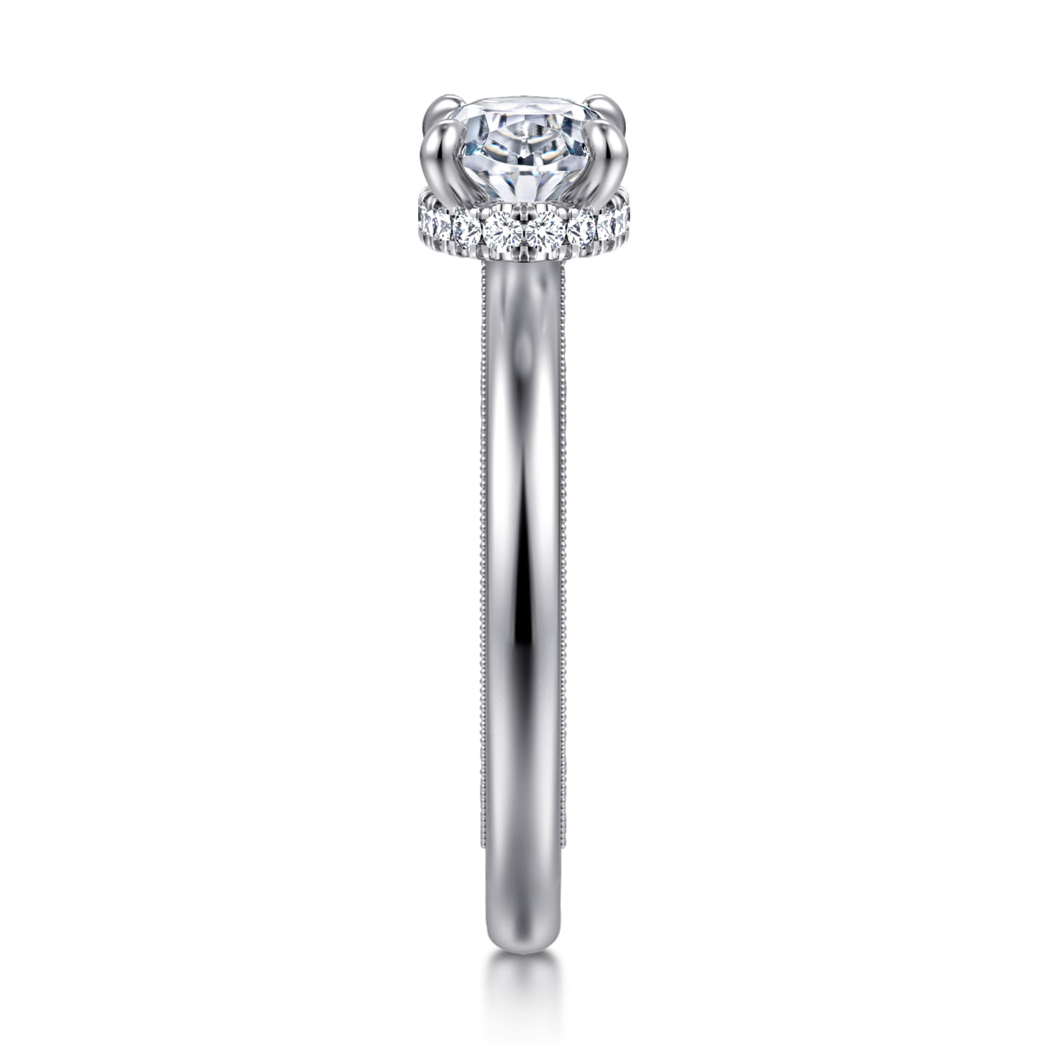 Sandi - 14K White Gold East West Oval Diamond Engagement Ring - 0.11 ct - Shot 4