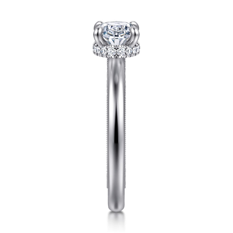 Sandi - 14K White Gold East West Oval Diamond Engagement Ring - 0.11 ct - Shot 4