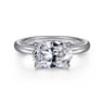 Sandi - 14K White Gold East West Oval Diamond Engagement Ring - 0.12 ct