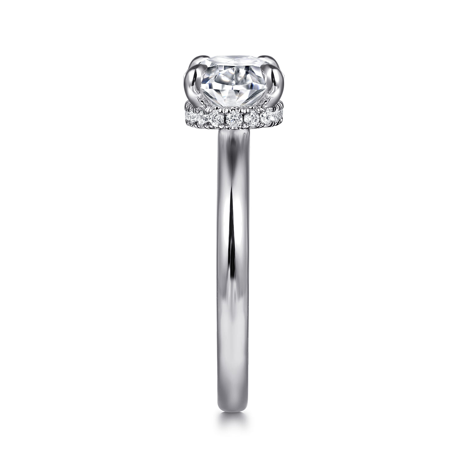 Sandi - 14K White Gold East West Oval Diamond Engagement Ring - 0.12 ct - Shot 5
