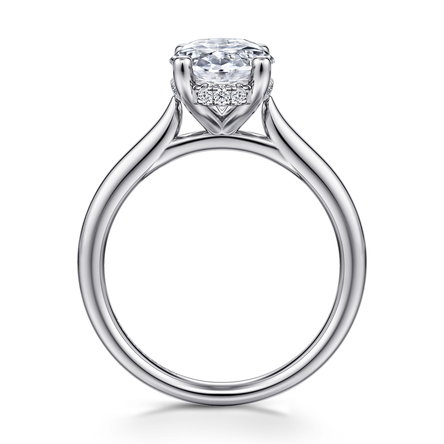 Azucena - 14K White Gold Oval Solitaire Diamond Engagement Ring - 0.08 ct - Shot 2