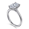 Azucena - 14K White Gold Oval Solitaire Diamond Engagement Ring - 0.08 ct