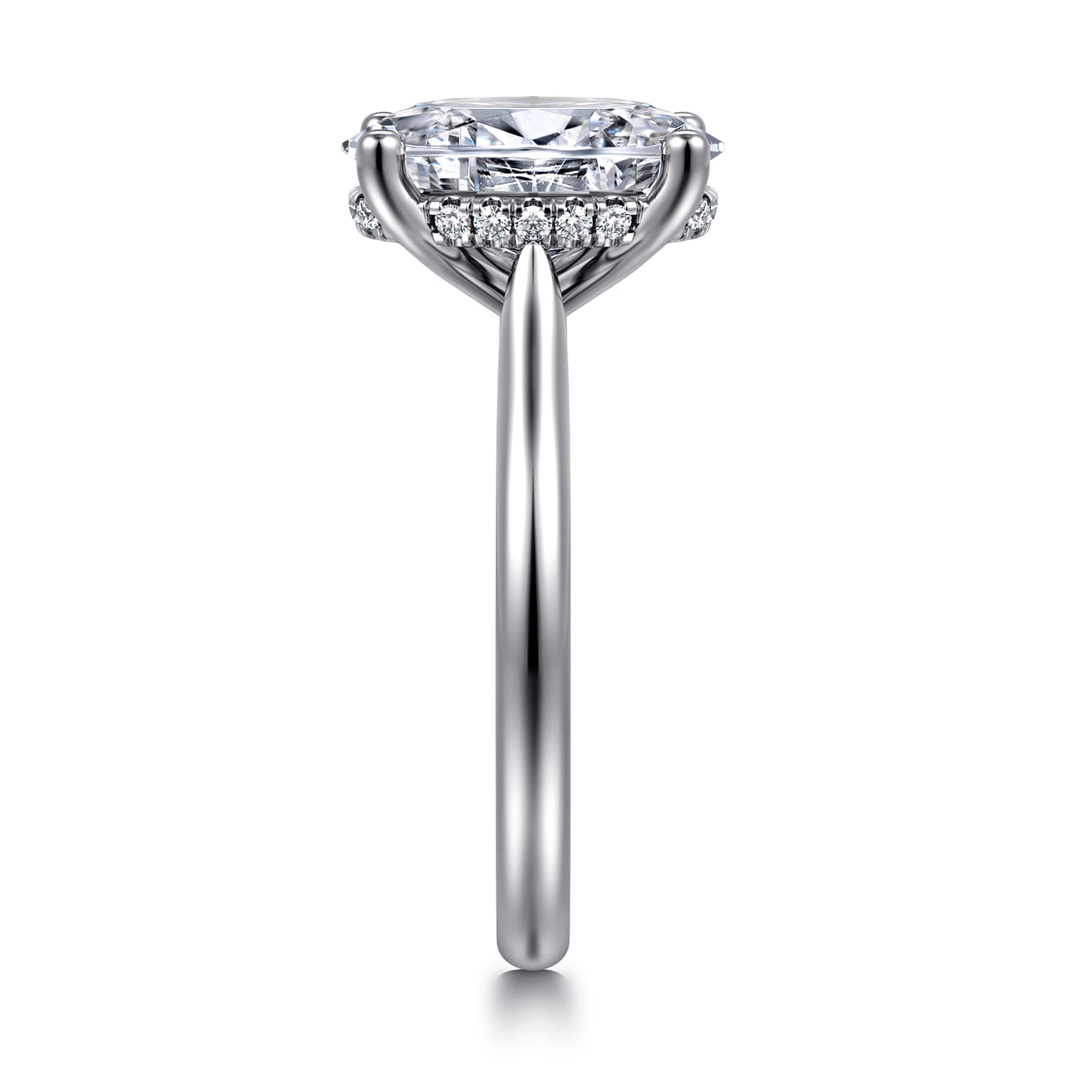 Azucena - 14K White Gold Oval Solitaire Diamond Engagement Ring - 0.08 ct - Shot 4