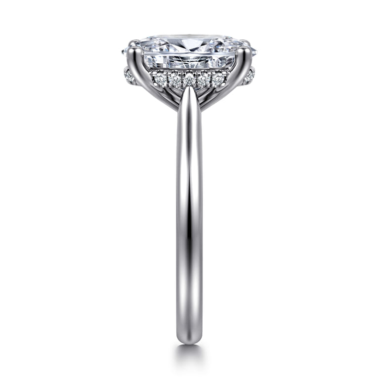 Azucena - 14K White Gold Oval Solitaire Diamond Engagement Ring - 0.08 ct - Shot 4