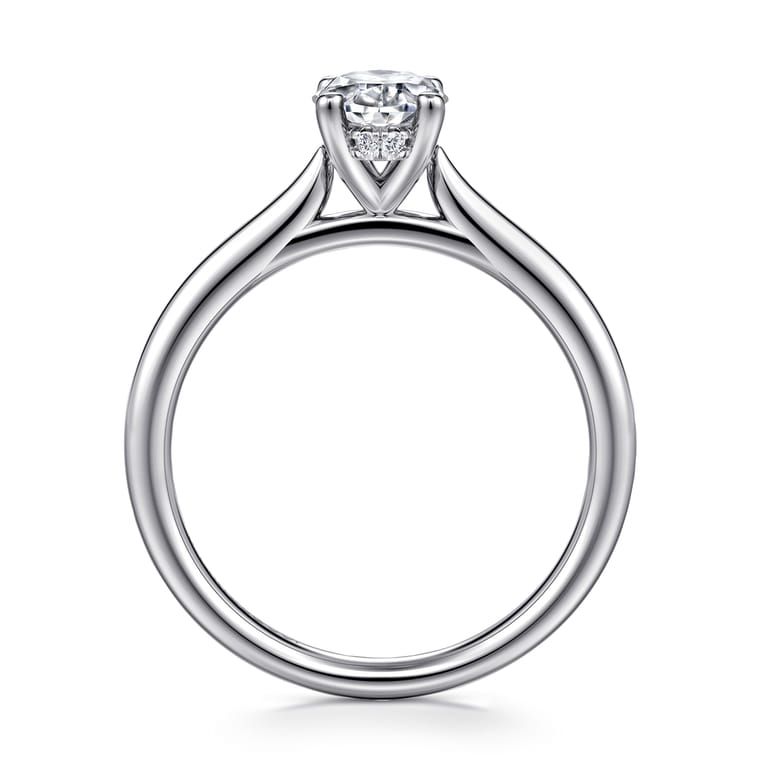 Azucena - 14K White Gold Oval Solitaire Diamond Engagement Ring - 0.05 ct - Shot 2
