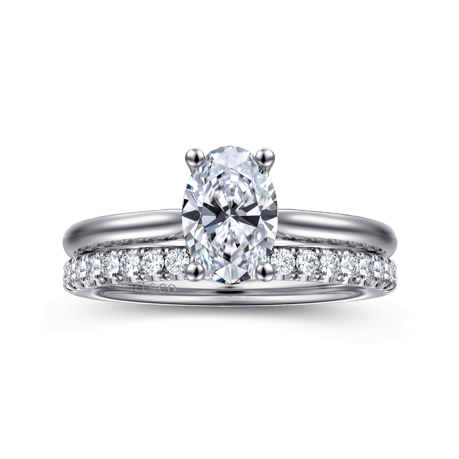 Azucena - 14K White Gold Oval Solitaire Diamond Engagement Ring - 0.05 ct - Shot 4