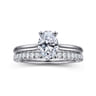 Azucena - 14K White Gold Oval Solitaire Diamond Engagement Ring - 0.05 ct