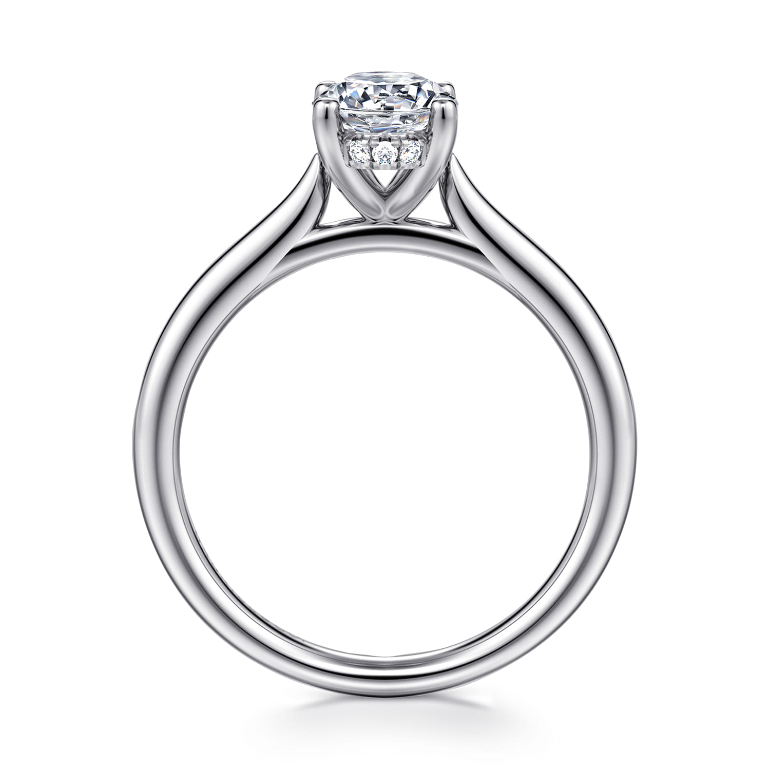 Azucena - 14K White Gold Oval Solitaire Diamond Engagement Ring - 0.05 ct - Shot 2