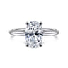 Azucena - 14K White Gold Oval Solitaire Diamond Engagement Ring - 0.06 ct