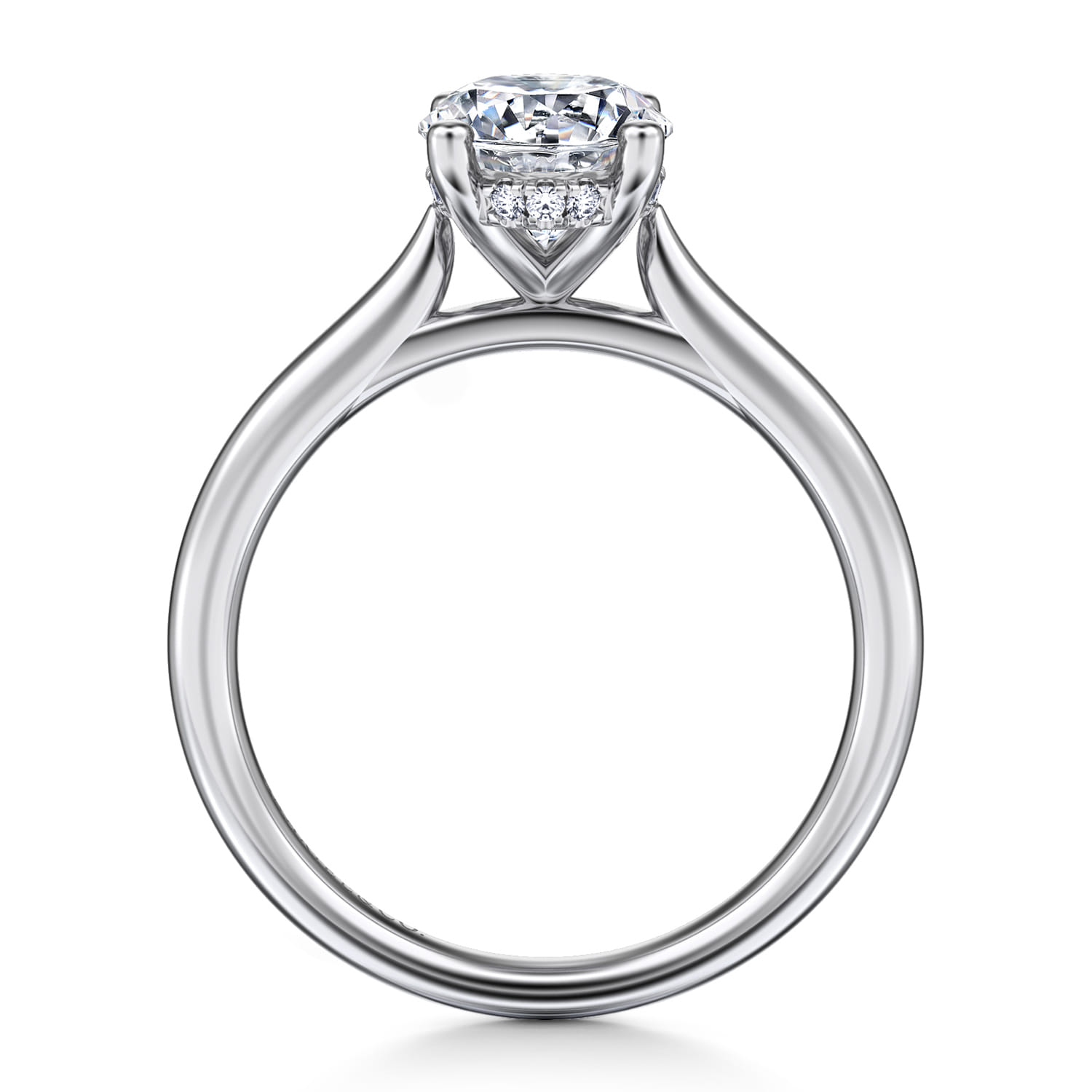 Azucena - 14K White Gold Oval Solitaire Diamond Engagement Ring - 0.06 ct - Shot 2