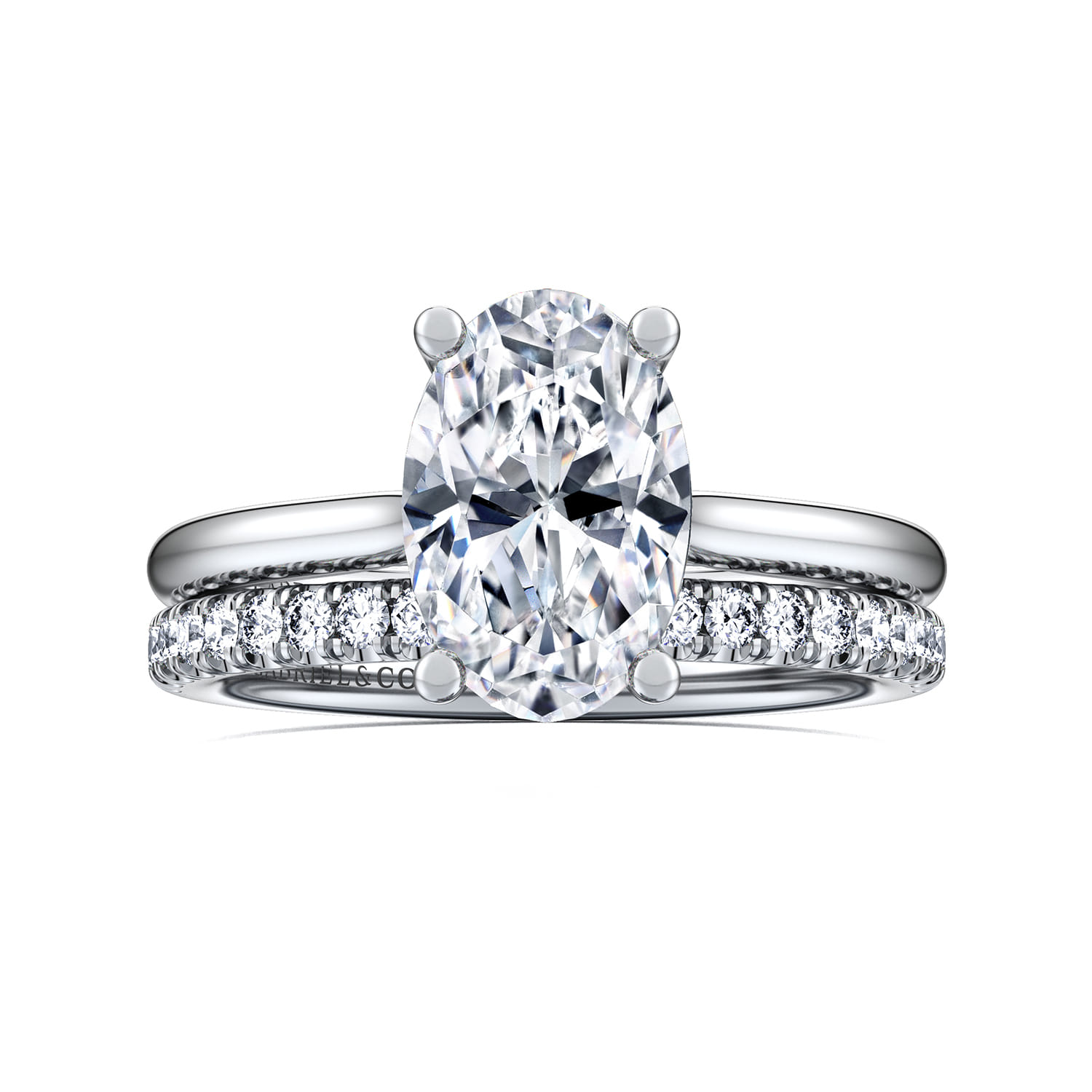 Azucena - 14K White Gold Oval Solitaire Diamond Engagement Ring - 0.06 ct - Shot 4