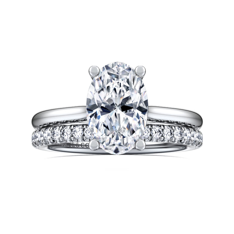Azucena - 14K White Gold Oval Solitaire Diamond Engagement Ring - 0.06 ct - Shot 4