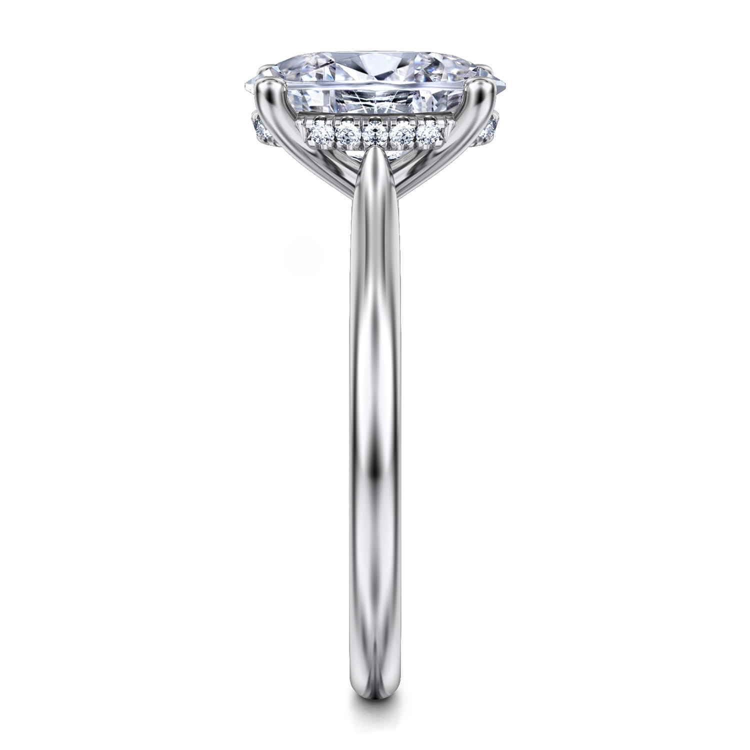 Azucena - 14K White Gold Oval Solitaire Diamond Engagement Ring - 0.06 ct - Shot 5