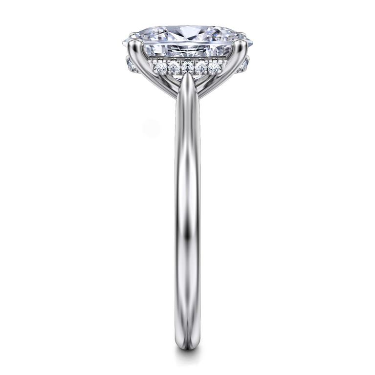 Azucena - 14K White Gold Oval Solitaire Diamond Engagement Ring - 0.06 ct - Shot 5