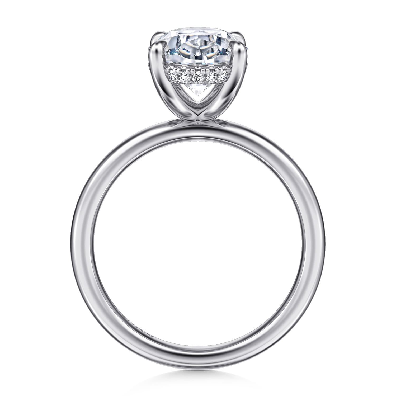 Lua - 14K White Gold Hidden Halo Oval Diamond Engagement Ring - 0.08 ct - Shot 2