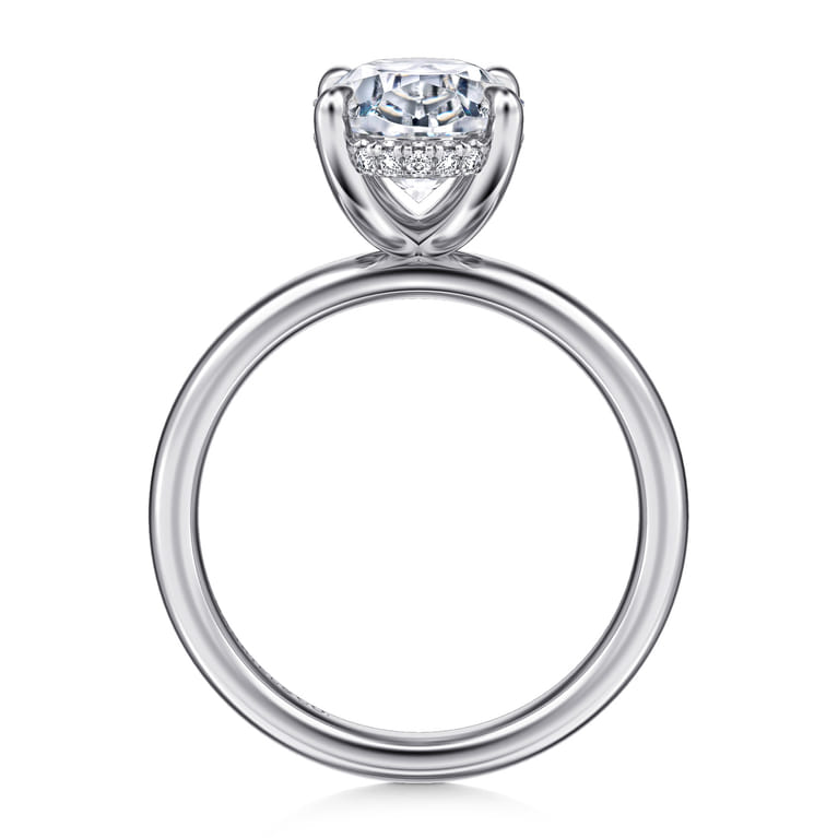 Lua - 14K White Gold Hidden Halo Oval Diamond Engagement Ring - 0.08 ct - Shot 2