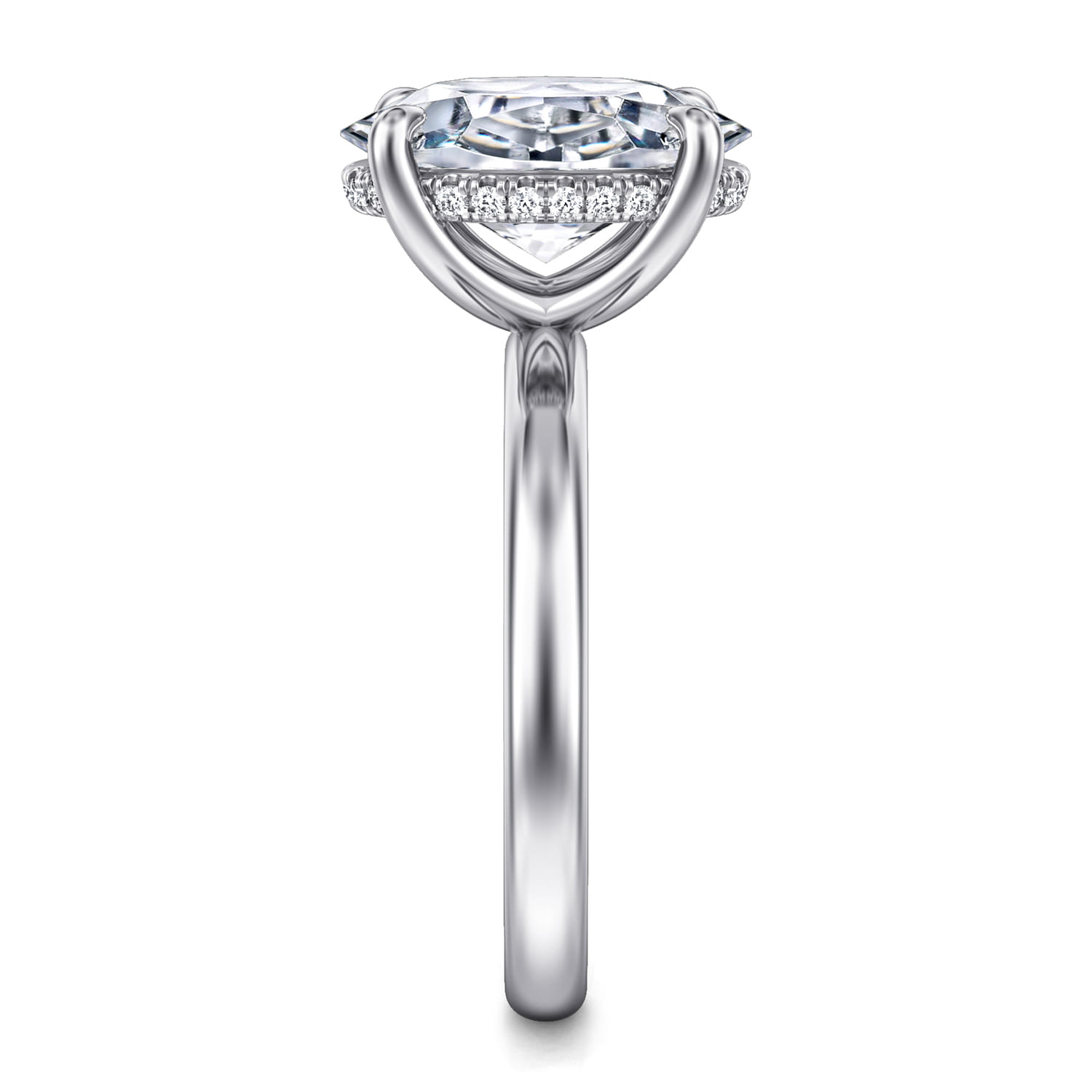 Lua - 14K White Gold Hidden Halo Oval Diamond Engagement Ring - 0.08 ct - Shot 4