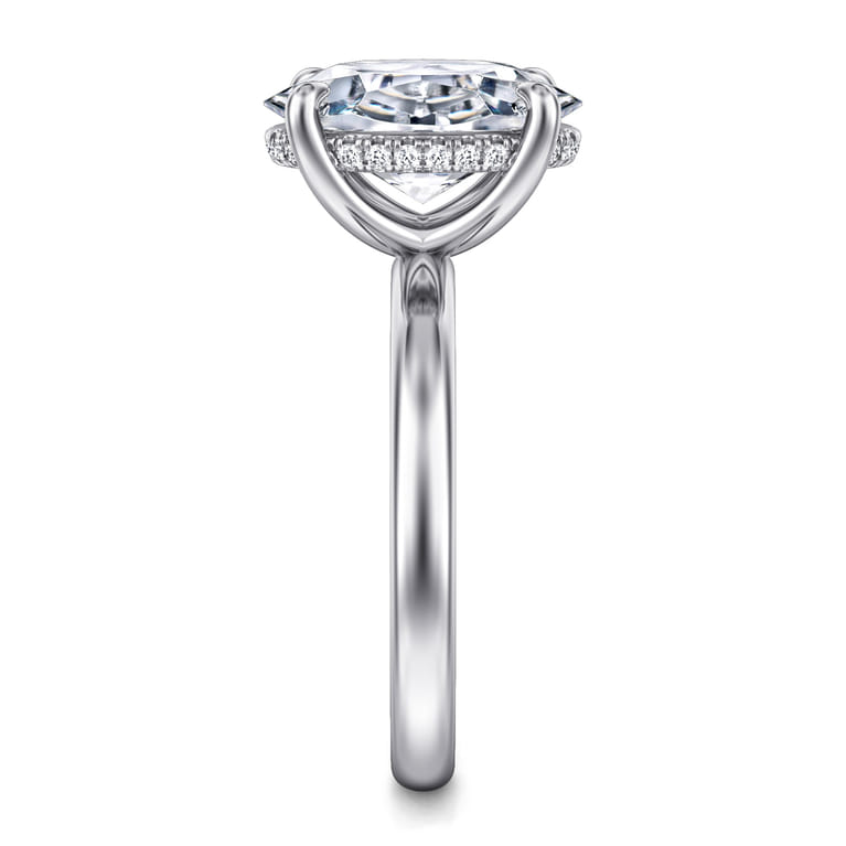 Lua - 14K White Gold Hidden Halo Oval Diamond Engagement Ring - 0.08 ct - Shot 4