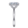 Lua - 14K White Gold Hidden Halo Oval Diamond Engagement Ring - 0.08 ct