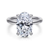 Lua - 14K White Gold Hidden Halo Oval Diamond Engagement Ring - 0.08 ct