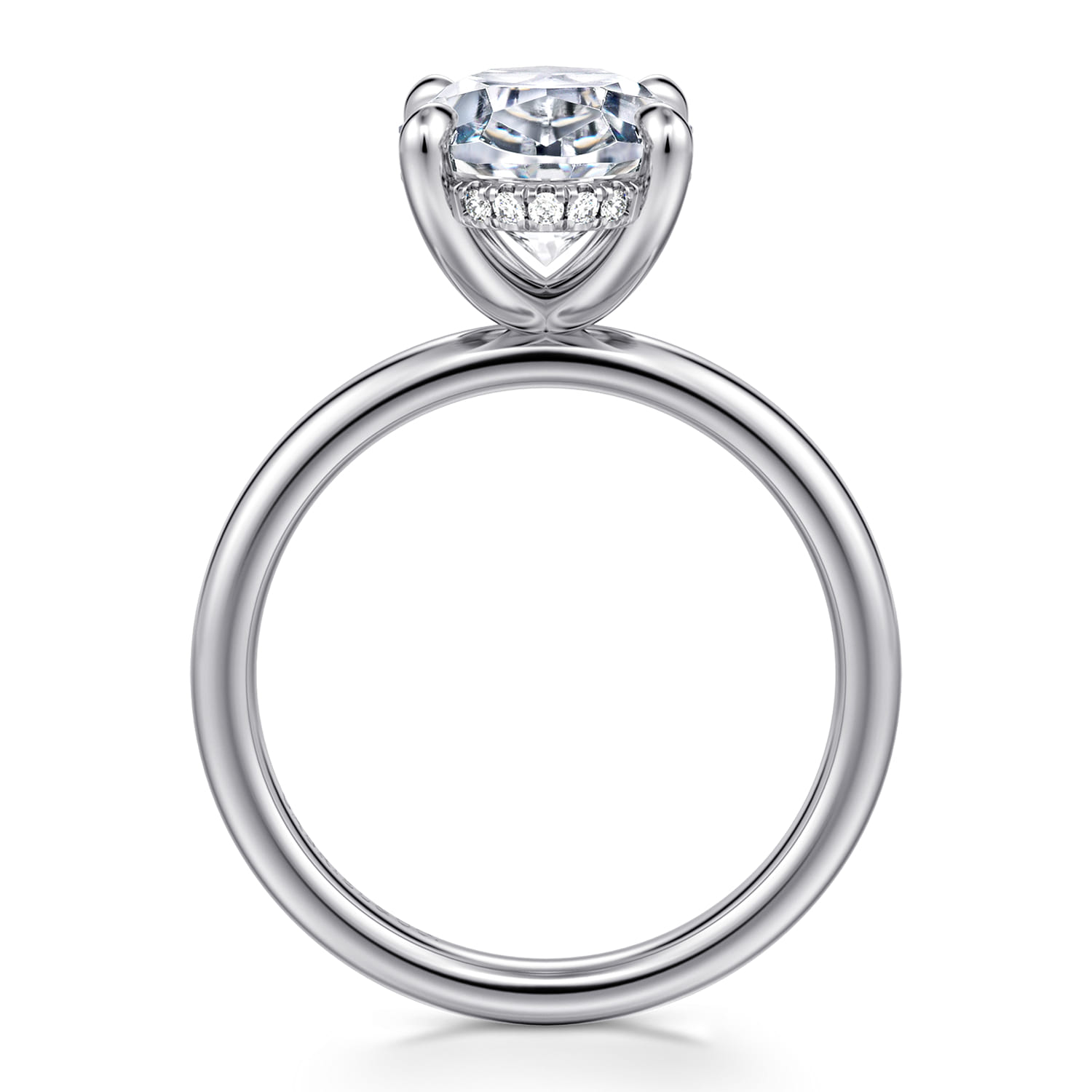 Lua - 14K White Gold Hidden Halo Oval Diamond Engagement Ring - 0.08 ct - Shot 2