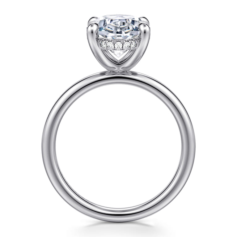 Lua - 14K White Gold Hidden Halo Oval Diamond Engagement Ring - 0.08 ct - Shot 2
