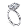 Lua - 14K White Gold Hidden Halo Oval Diamond Engagement Ring - 0.08 ct