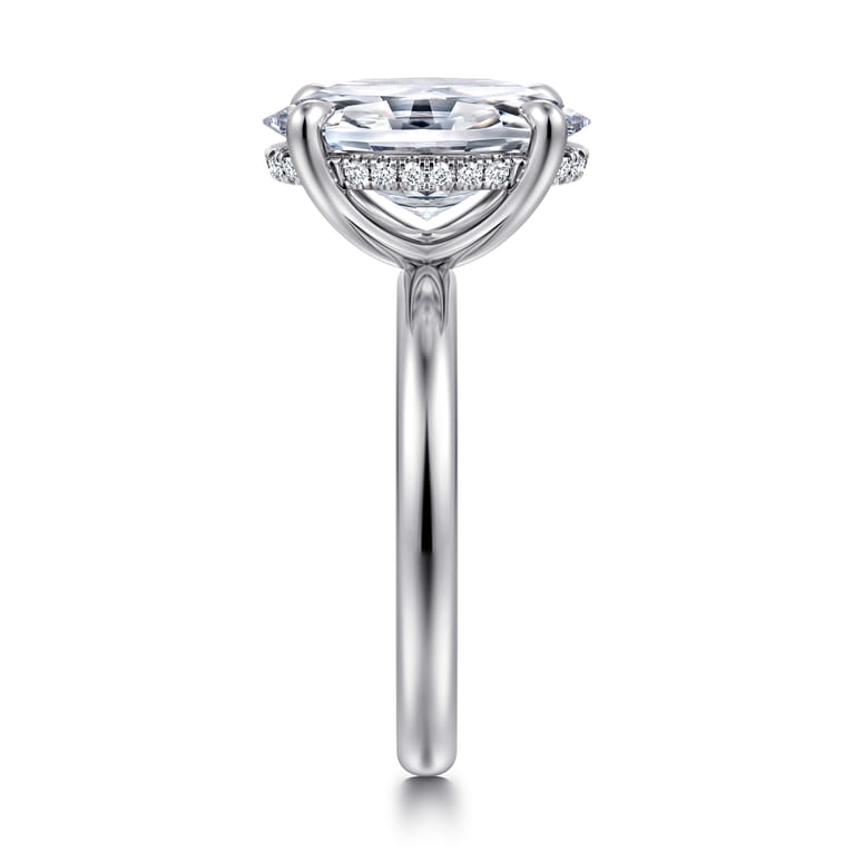 Lua - 14K White Gold Hidden Halo Oval Diamond Engagement Ring - 0.08 ct - Shot 5