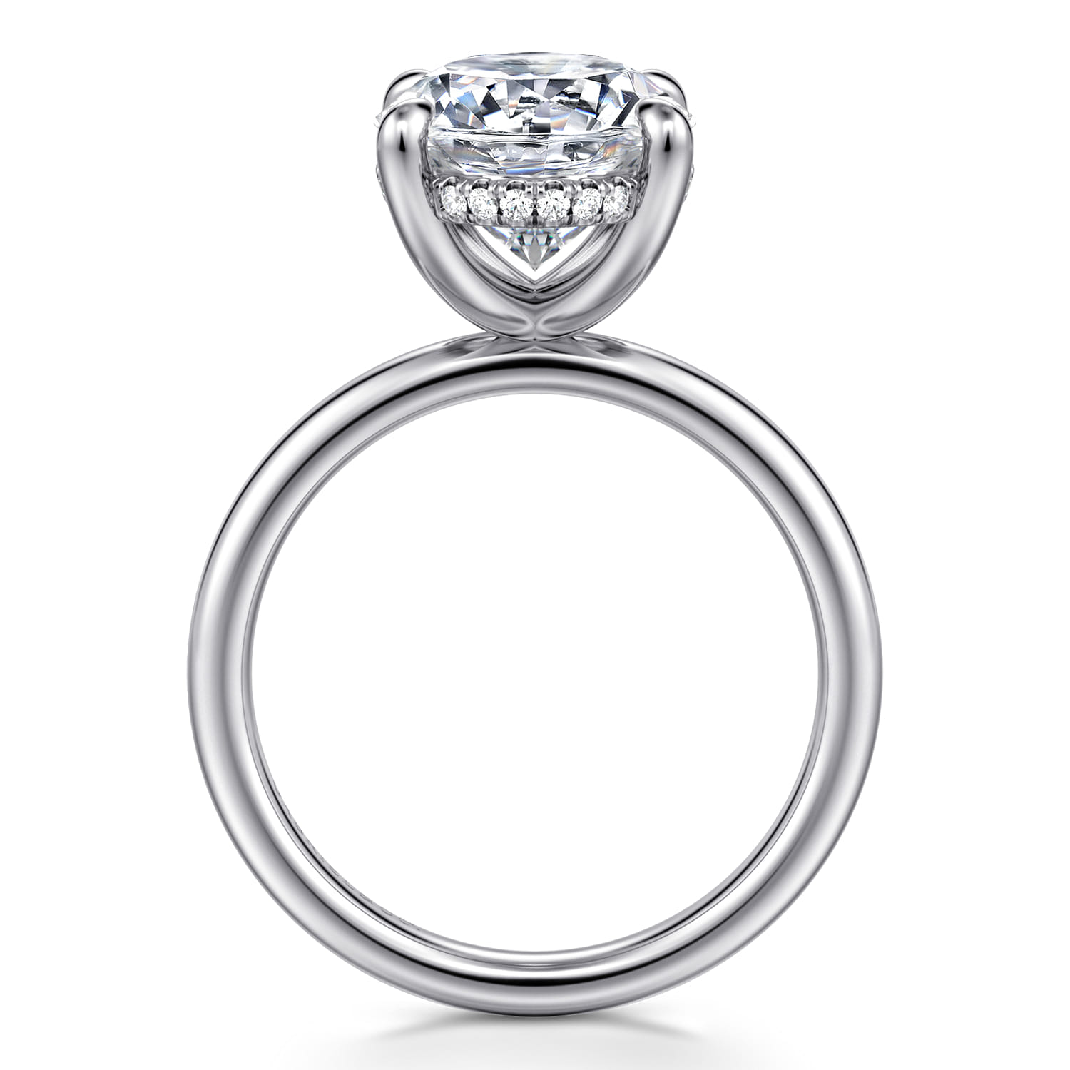 Lua - 14K White Gold Hidden Halo Oval Diamond Engagement Ring - 0.1 ct - Shot 2