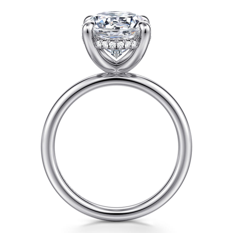 Lua - 14K White Gold Hidden Halo Oval Diamond Engagement Ring - 0.1 ct - Shot 2