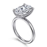 Lua - 14K White Gold Hidden Halo Oval Diamond Engagement Ring - 0.1 ct