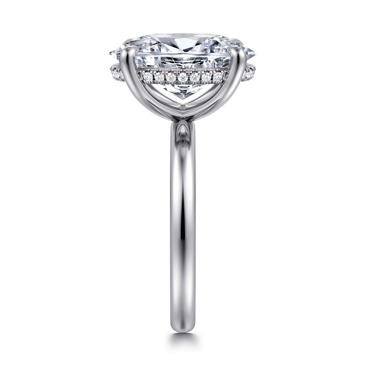 Lua - 14K White Gold Hidden Halo Oval Diamond Engagement Ring - 0.1 ct - Shot 4