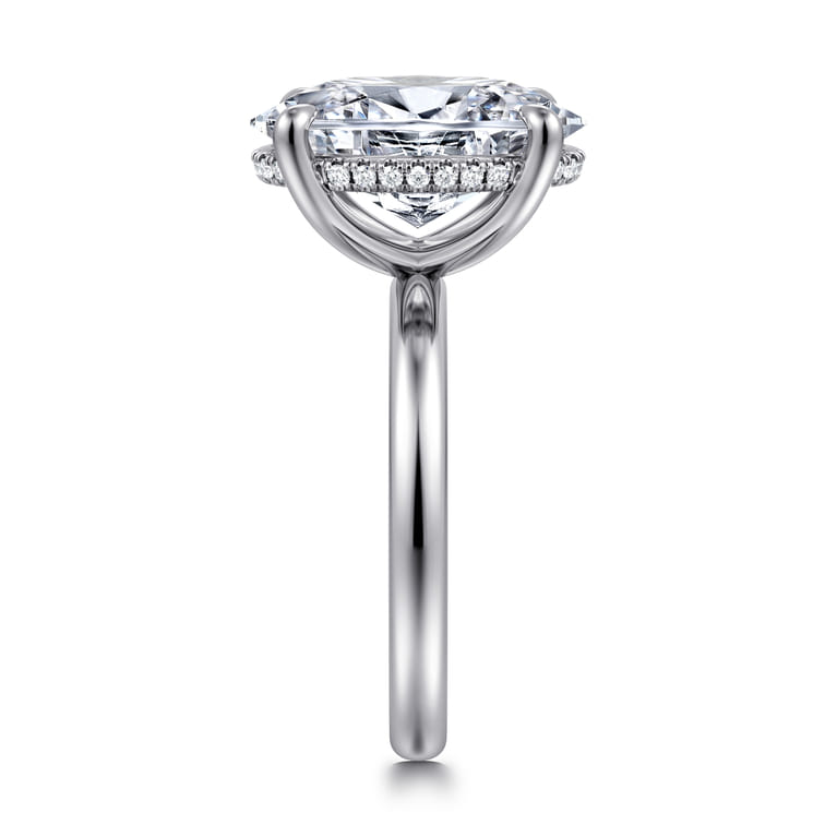Lua - 14K White Gold Hidden Halo Oval Diamond Engagement Ring - 0.1 ct - Shot 4