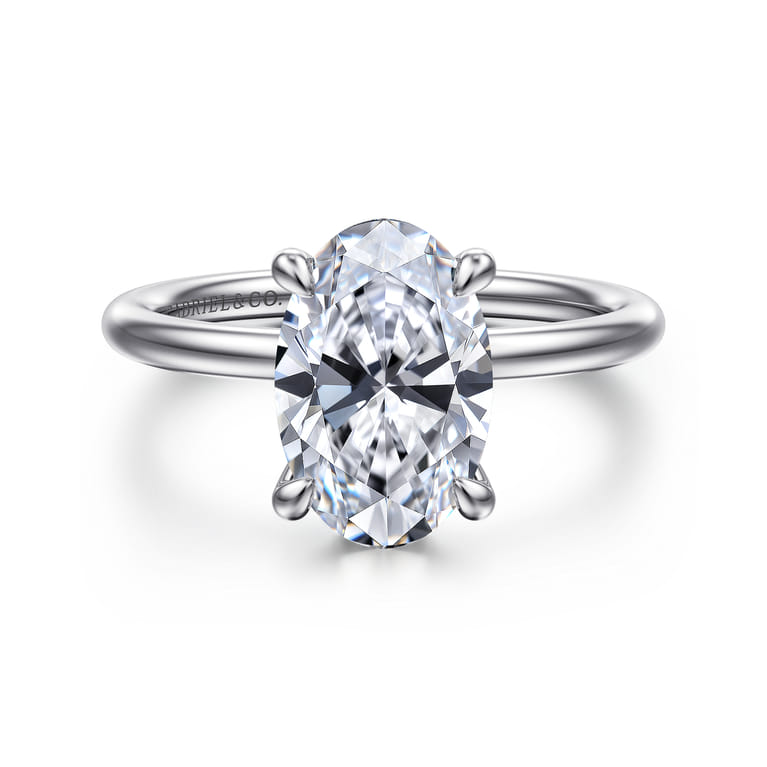Anuk - 14K White Gold Oval Diamond Engagement Ring - 0.08 ct - Shot 1