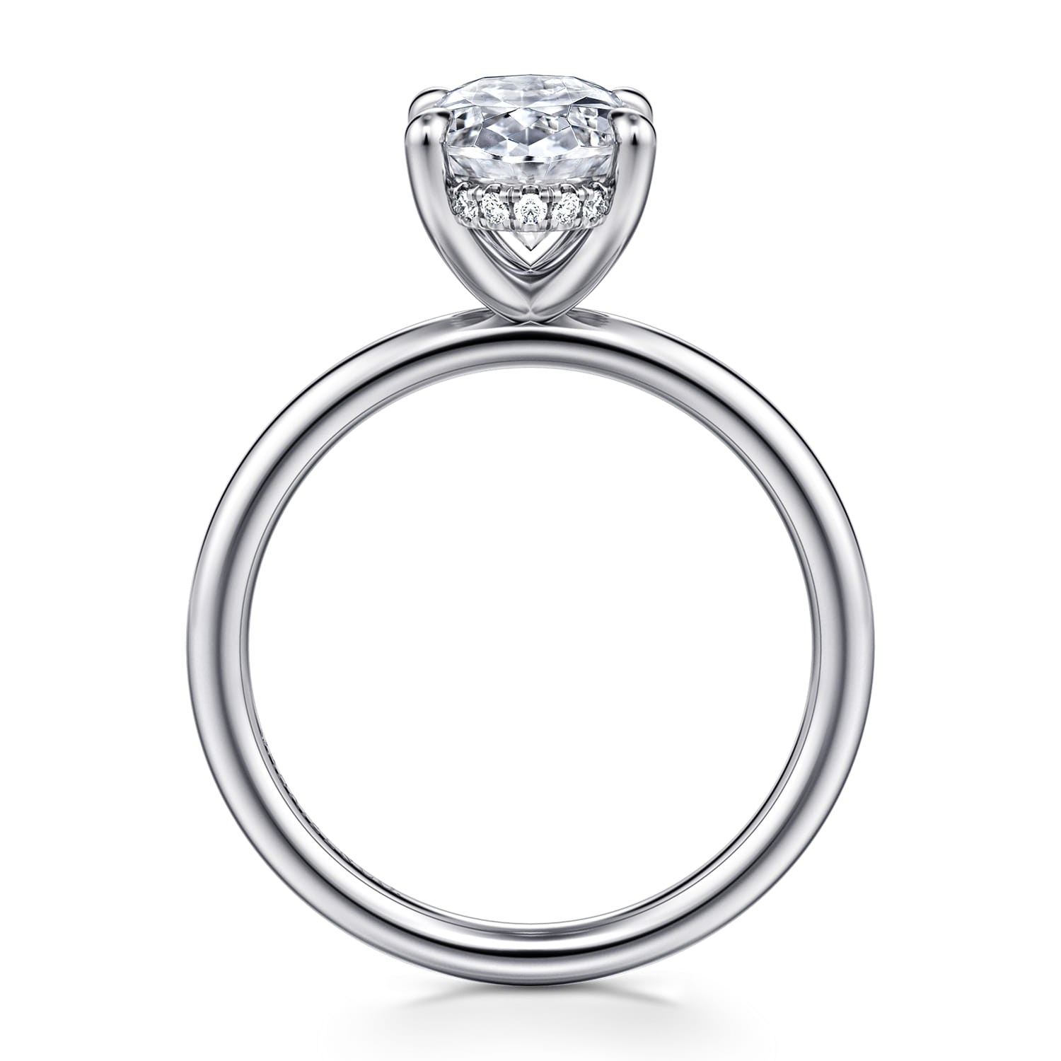 Anuk - 14K White Gold Oval Diamond Engagement Ring - 0.08 ct - Shot 2