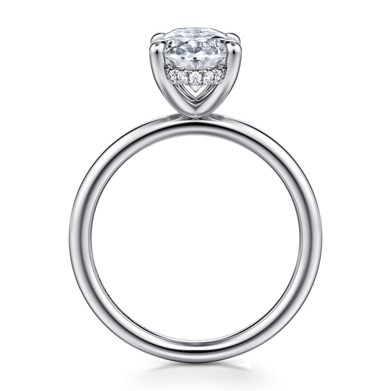 Anuk - 14K White Gold Oval Diamond Engagement Ring - 0.08 ct - Shot 2