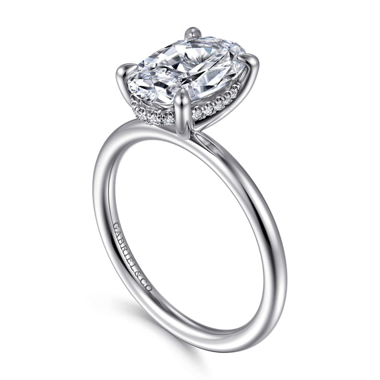 Anuk - 14K White Gold Oval Diamond Engagement Ring - 0.08 ct - Shot 3