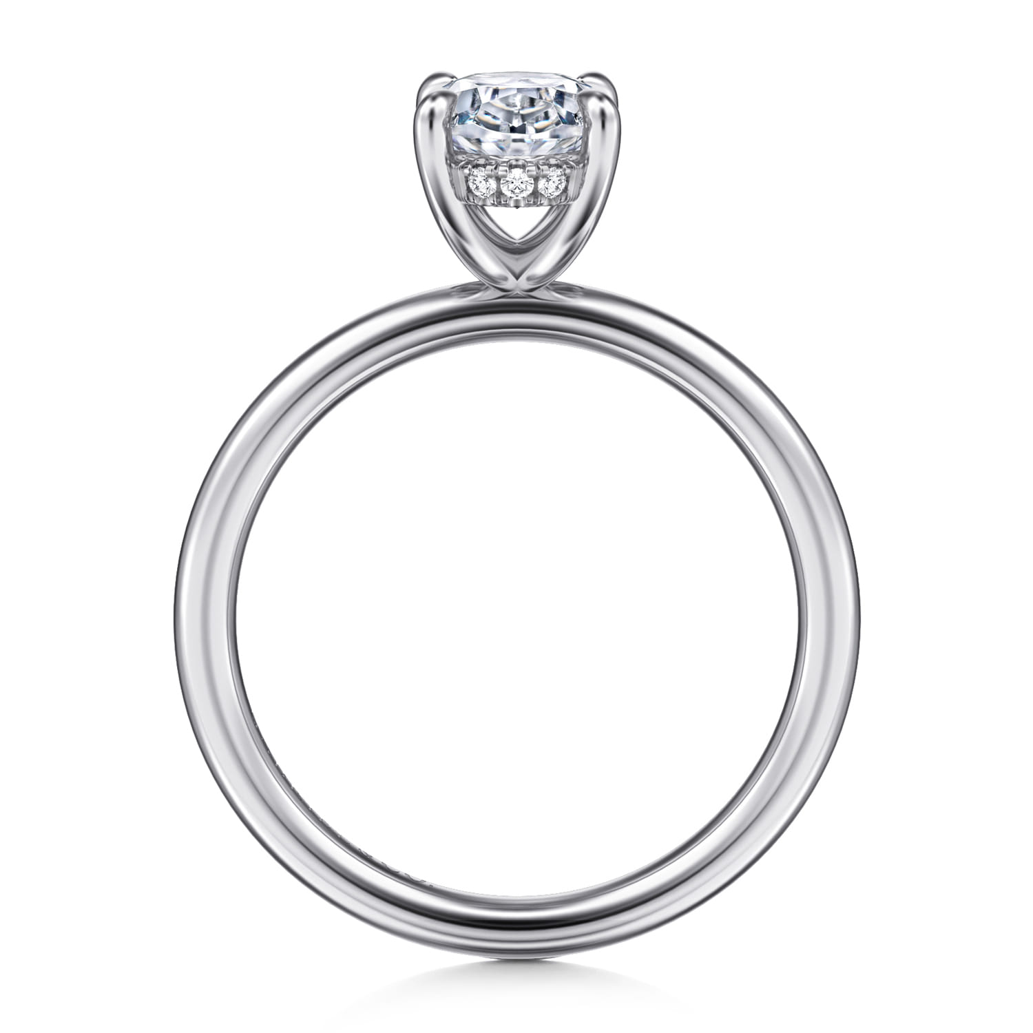 Anuk - 14K White Gold Oval Diamond Engagement Ring - 0.05 ct - Shot 2
