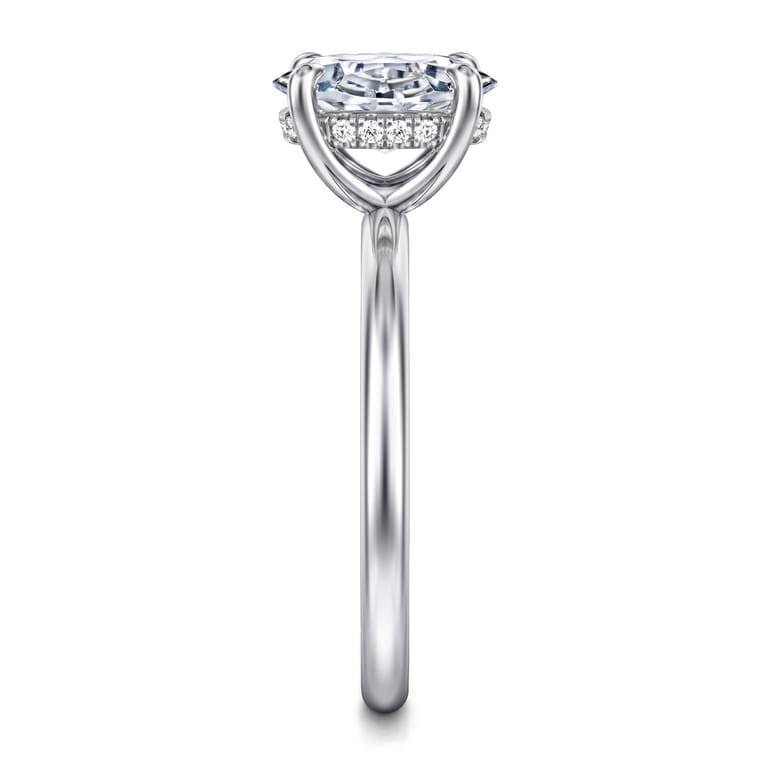 Anuk - 14K White Gold Oval Diamond Engagement Ring - 0.05 ct - Shot 4