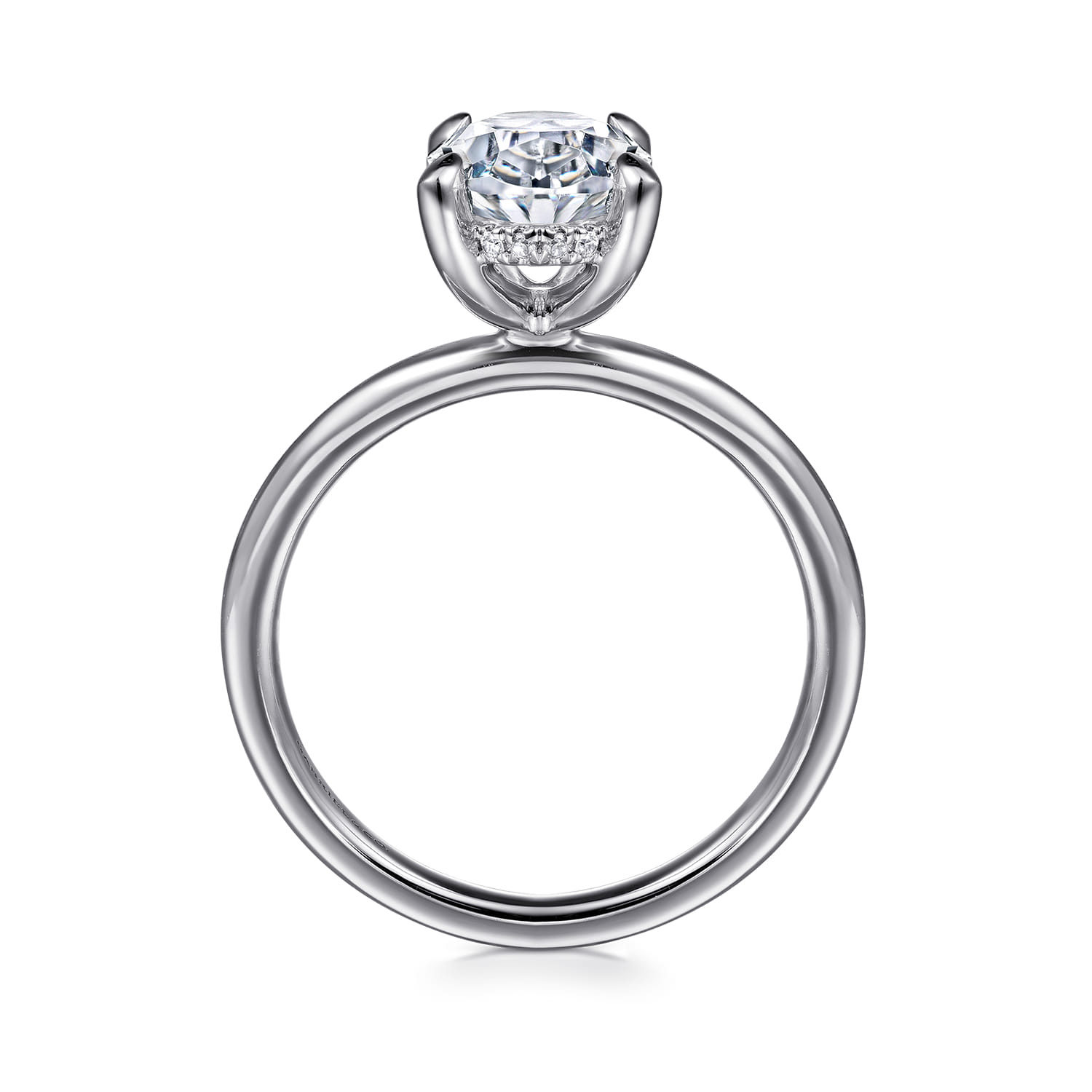 Anuk - 14K White Gold Oval Diamond Engagement Ring - 0.07 ct - Shot 2